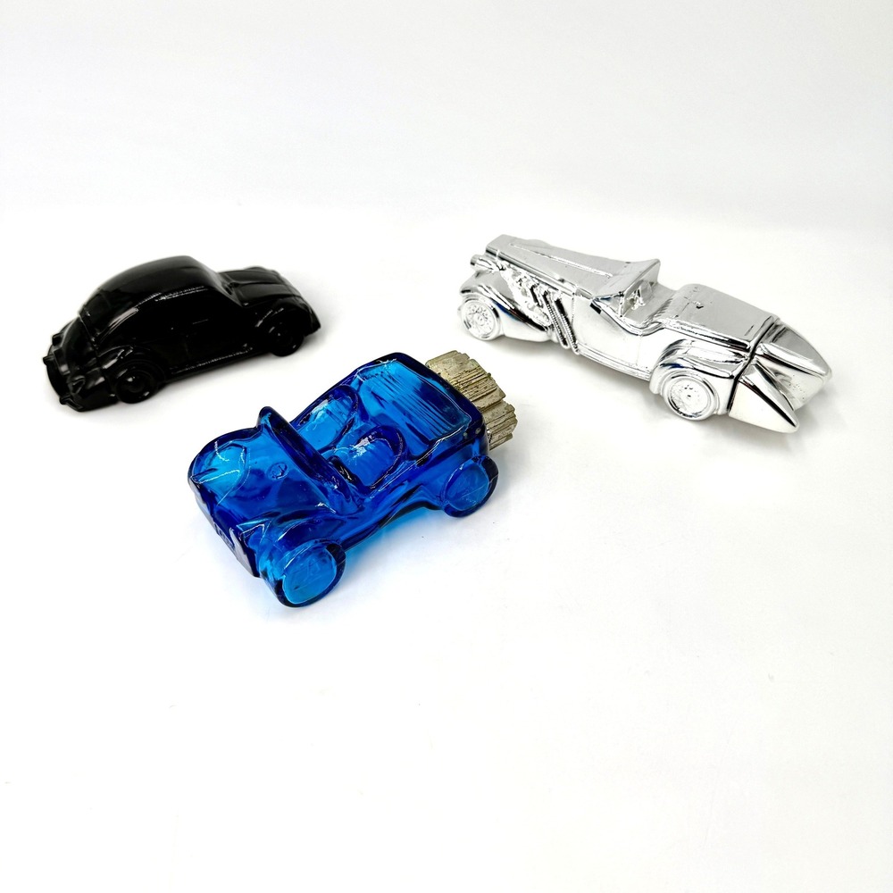 Vintage Avon Car Cologne Decanter Lot VW Beetle Hot Rod Duesenberg 3pc Set *READ